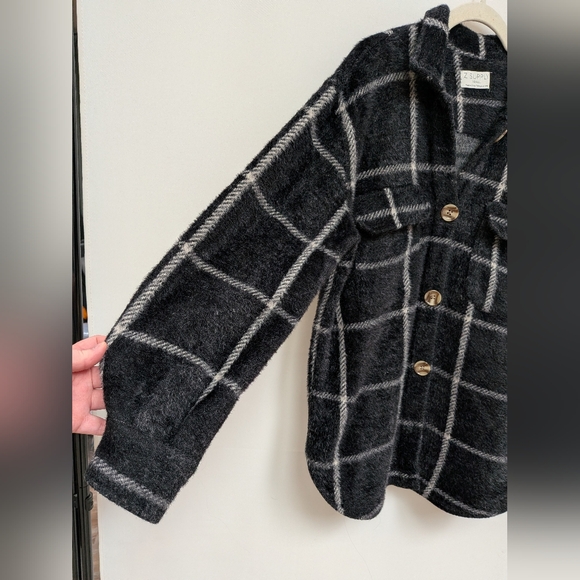 Z Supply Black White Plaid Tucker Shirt Jacket Relaxed Fit Size XS - Picture 5 of 15